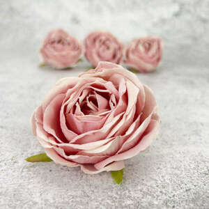 Százlevelű rózsa fej - pasztell cirmos rózsaszín 4db/csomag kép