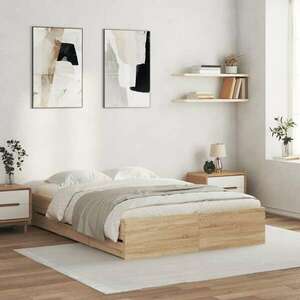 vidaXL sonoma-tölgyszínű szerelt fa ágykeret fiókokkal 120 x 190 cm kép