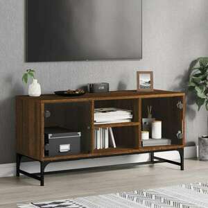 vidaXL barna tölgyszínű TV-szekrény üvegajtókkal 102 x 37 x 50 cm kép