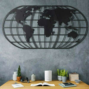 World Map Globe Led - Black Fali fém dekoráció 120x60 Fekete kép