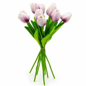 10 szálas tulipán csokor művirág - lilás árnyalatok kép