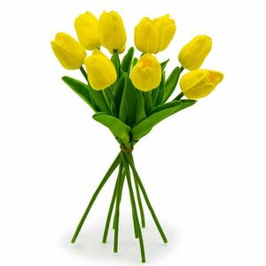 10 szálas tulipán csokor művirág - sárga kép