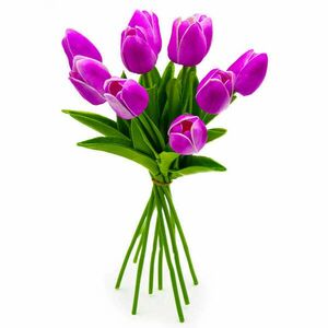 10 szálas tulipán csokor művirág - lila kép