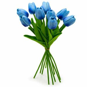 10 szálas tulipán csokor művirág - kék kép