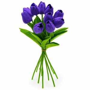 10 szálas tulipán csokor művirág - sötét lila kép