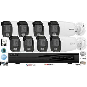 Hikvision komplett analóg kamera rendszer 8 ColorVU IP kamera, 4M... kép