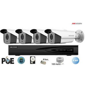 Hikvision komplett analóg kamera rendszer 4 kültéri IP kamera, 4M... kép