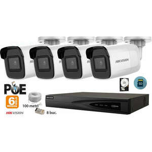 Hikvision komplett analóg kamera rendszer 4 kültéri IP kamera, 6M... kép