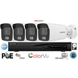 Hikvision komplett analóg kamera rendszer 4 ColorVU IP kamera, 4M... kép