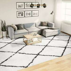 vidaXL krém és fekete hosszú szálú bozontos modern szőnyeg 300x400 cm kép