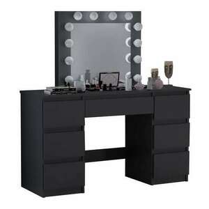 Fésülködőasztal/smink, Mercaton, Vanessa, fekete, tükörrel és LED... kép