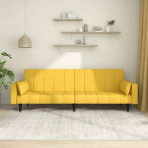 vidaXL kétszemélyes sárga szövet kanapéágy két párnával kép