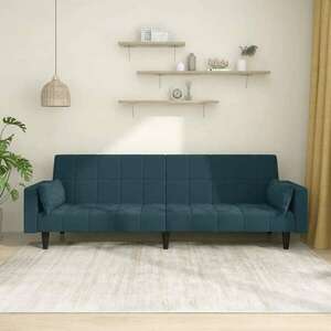 vidaXL kétszemélyes kék bársony kanapéágy két párnával kép