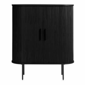 Fekete szekrény tölgyfa dekorral 100x118 cm Nola – Unique Furniture kép