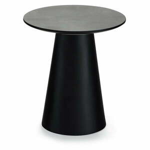 Fekete-sötétszürke dohányzóasztal márvány dekoros asztallappal ø 45 cm Tango – Furnhouse kép