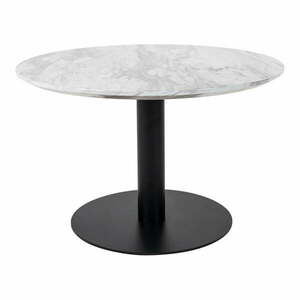 Fehér-fekete kerek dohányzóasztal márvány dekoros asztallappal 70x70 cm Bolzano – House Nordic kép