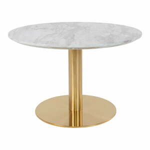 Fehér-aranyszínű kerek dohányzóasztal márvány dekoros asztallappal 70x70 cm Bolzano – House Nordic kép