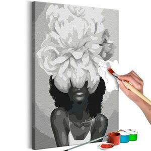 Kép festése számok szerint nő fehér virággal kép