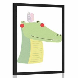 Poszter aranyos krokodíl tollakkal kép