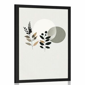 Plakát minimalista levelek boho háttérrel kép