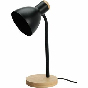 Solano fém asztali lámpa fa talppal fekete, 14 x 36 cm kép