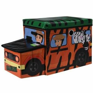 Safari bus gyermek tárolódoboz és ülőke, narancssárga, 55 x 26 x 31 cm kép