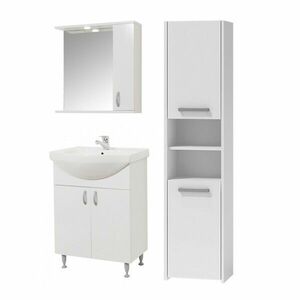 Ikeany 60 fürdőszobai alsószekrény mosdóval Oglio60 tükrös szekrénnyel Luna S40 magas szekrénnyel kép