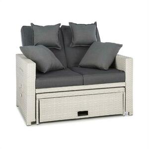 Blumfeldt Komfortzone Rattan-Lounge-Sofa, rattan kanapé, polyrattan, kihajtható asztalok, fehér kép