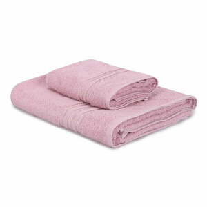 Rózsaszín pamut törölköző és fürdőlepedő készlet 2 db-os Dora – Foutastic kép
