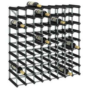 vidaXL fekete tömör fenyőfa bortartó állvány 72 palackhoz kép