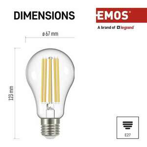 LED izzó Filament A67 / E27 / 17 W (150 W) / 2 452 lm / meleg fehér kép