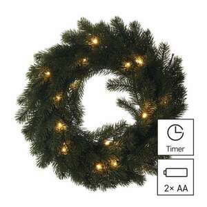 LED karácsonyi koszorú, 40 cm, 2x AA, beltéri, meleg fehér, időzítő kép