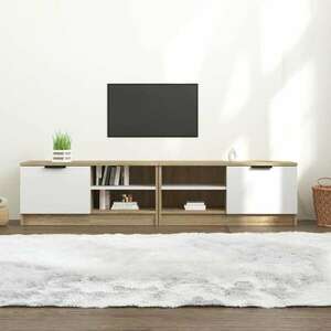 vidaXL 2 db fehér és sonoma-tölgy szerelt fa TV-szekrény 80x35x36, 5 cm kép