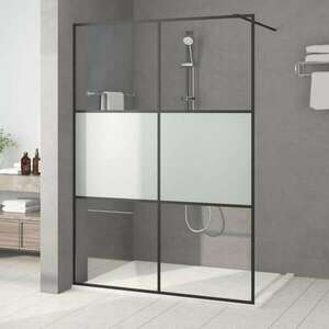 vidaXL fekete selyemmatt ESG üveg zuhanyfal 140x195 cm kép