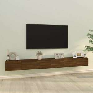 3 részes barna tölgyszínű szerelt fa tv-szekrényszett kép