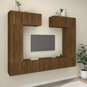 2 db barna tölgy színű szerelt fa tv-szekrény 80 x 30 x 30 cm kép