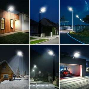 1200W napelemes utcai LED lámpa tartókonzollal, távirányítóval, m... kép