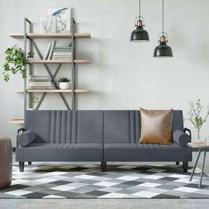 vidaXL sötétszürke bársony kanapéágy karfákkal kép