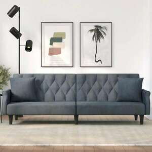 vidaXL sötétszürke bársony kanapéágy karfákkal kép