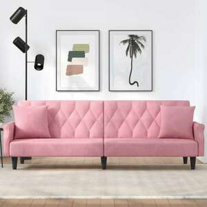 vidaXL rózsaszín bársony kanapéágy karfákkal kép