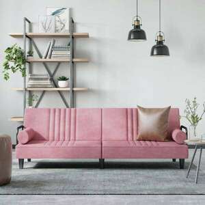 vidaXL rózsaszín bársony kanapéágy karfákkal kép