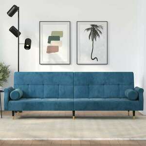 vidaXL kék bársony kanapéágy párnákkal kép