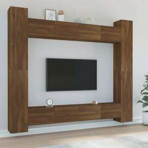 vidaXL 8 részes barna tölgy színű szerelt fa TV-szekrényszett kép