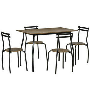 Asztalgarnitúra székekkel, Homcom, MDF/Acél, Fekete kép