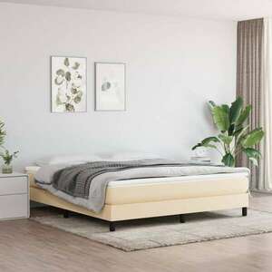 vidaXL krémszínű szövet rugós ágy matraccal 180 x 200 cm kép