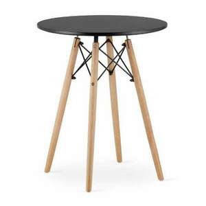 Skandináv stílusú asztal, , kerek, MDF és fa, fekete, 60x72 cm, 6... kép