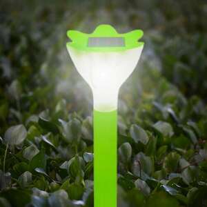 Virág alakú zöld napelemes kerti lámpa kép