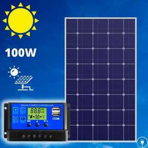 100W napelem + töltésvezérlő / napelemes szigetüzem kép