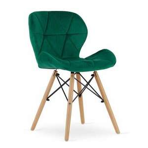 Skandináv stílusú szék, Artool, Lago, bársony, fa, zöld, 48x43x74 cm kép