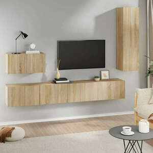 4 részes sonoma tölgy színű szerelt fa tv-szekrényszett kép